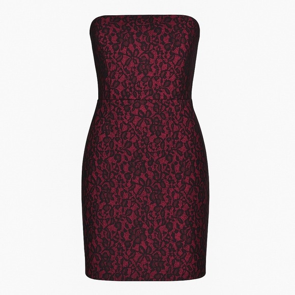 Formula X Lace Dress Juniors 9 Burgundy Black Strapless Bodycon Party‎ NWT Sexy - Picture 1 of 7